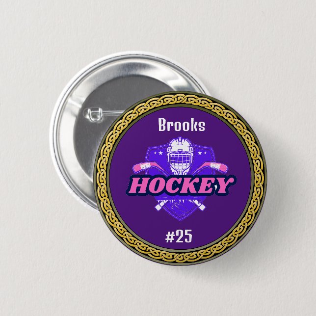 Button Hockey Geber - Personalisiert - Name hinzuf (Vorne & Hinten)