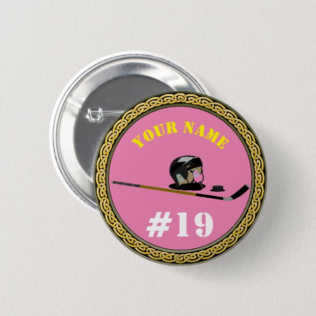 Button Hockey Player - Name & Nummer hinzufügen -  (Vorne & Hinten)