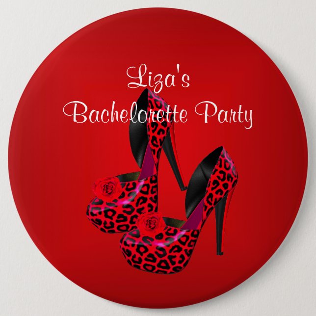 Button Junggeselinnen-Abschied Red Black Shoe (Vorderseite)
