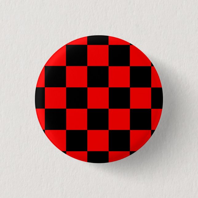 Button Karo schwarz/rot (Vorderseite)