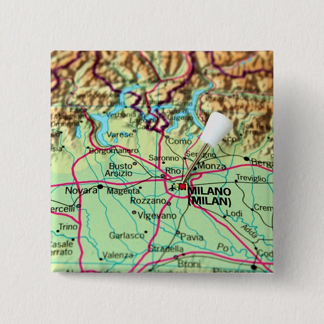 Button-Karte der Stadt von Mailand, Italien Button (Vorderseite)