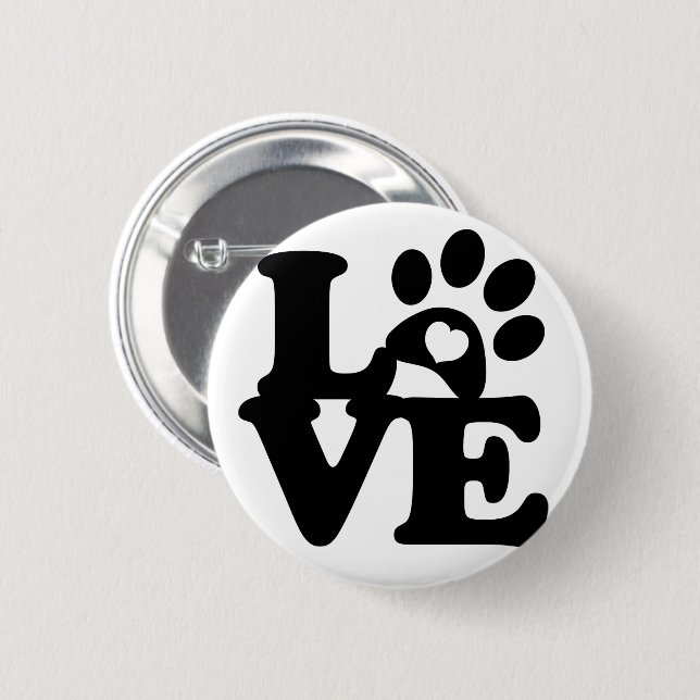 Button-Knopf-Tatzen-Liebe verfolgt Herz Button (Vorne & Hinten)