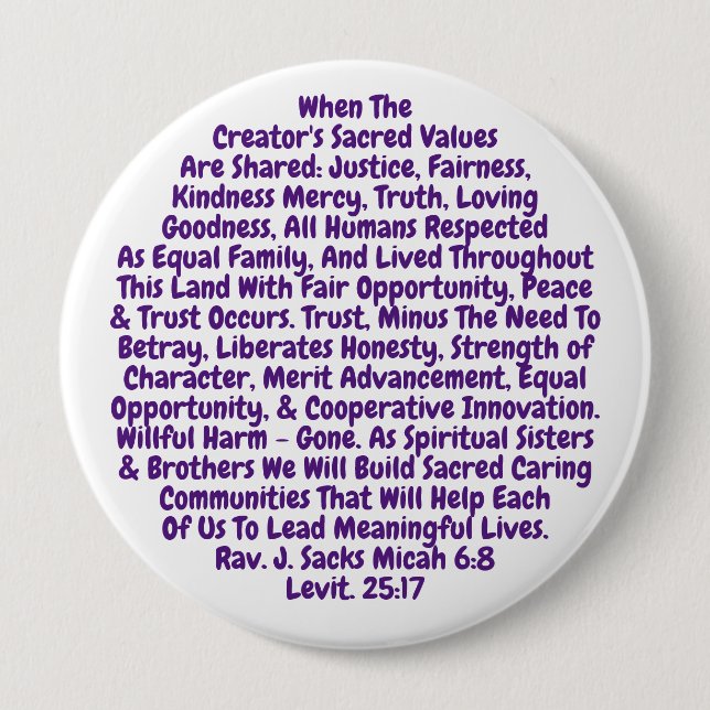 Button Kurze Erinnerung, um unsere heiligen Werte  (Vorderseite)