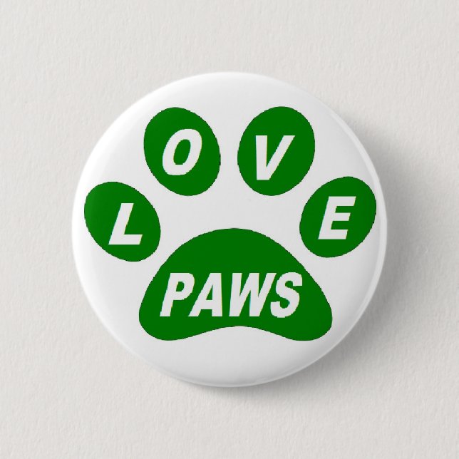 Button-Liebe Paws auf Grün Button (Vorderseite)