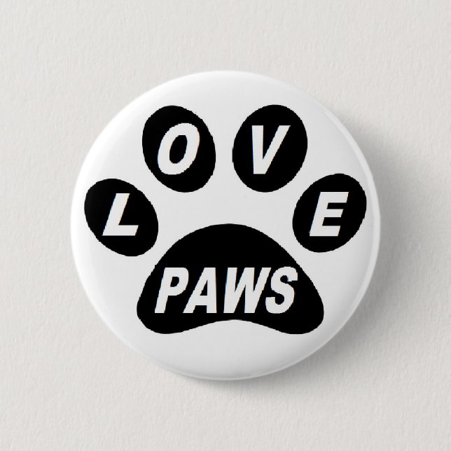 Button-Liebe Paws auf Schwarz Button (Vorderseite)