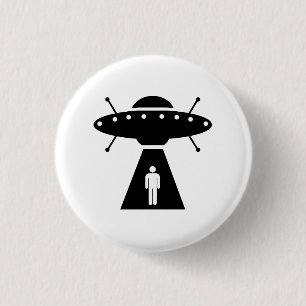 Button mit Außerirdischen-Entführungs-Piktogramm
