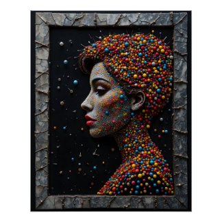 Button-Muster-Portrait Poster