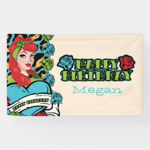 Button-oben Mädchen, Felsen-ein-Billy Party Fahne Banner