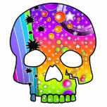 Button, Ornament, Fotoskulptur - POP ART SKULL 3<br><div class="desc">Farbenfroher Pop Kunst menschliche Schädel. Beängstigend und gleichzeitig optimistisch - sorta Goth trifft die Sechziger. Halloween wird nie das Gleiche sein.</div>