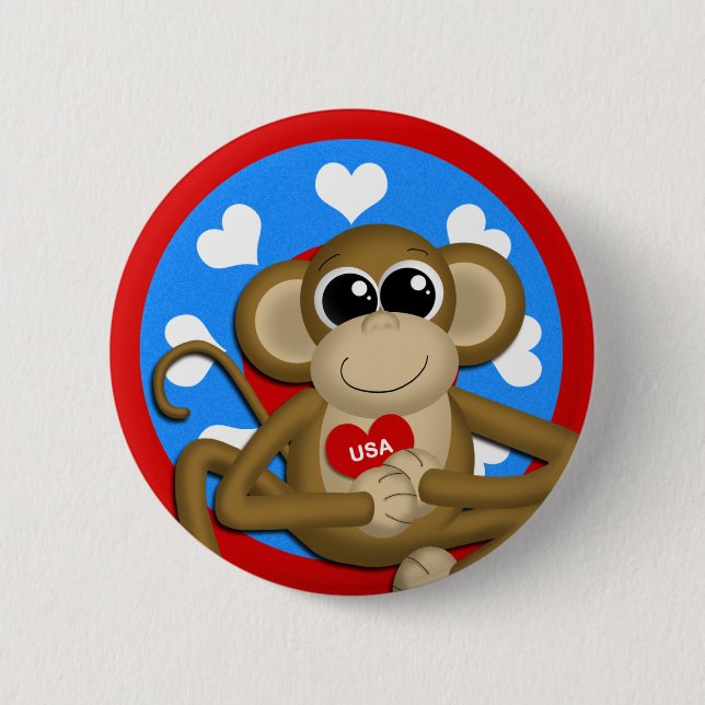 Button Patriotic USA Monkey (Vorderseite)