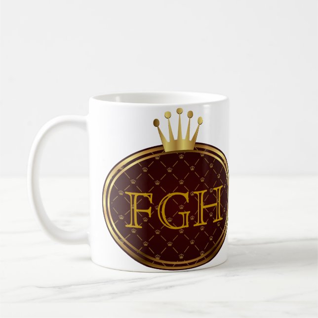 Button RETRO GOLD CROWNS + Ihr Monogramm Kaffeetasse (Links)