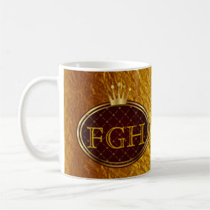 Button RETRO GOLD CROWNS + Ihr Monogramm Kaffeetasse