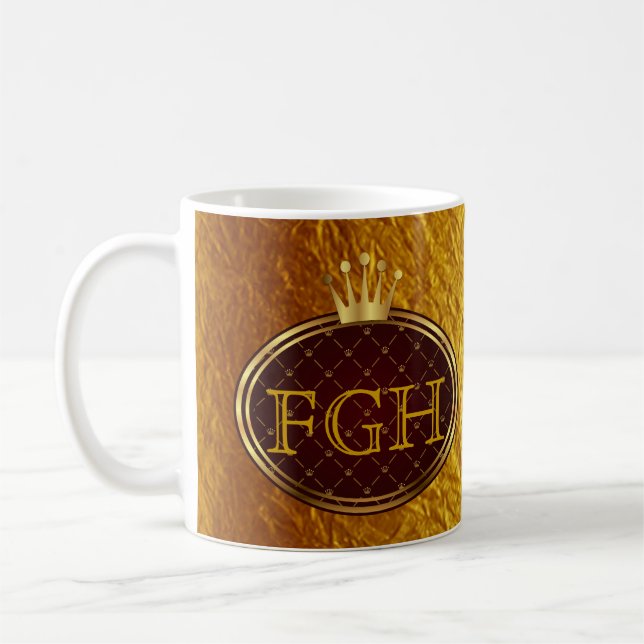 Button RETRO GOLD CROWNS + Ihr Monogramm Kaffeetasse (Links)