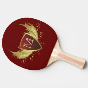 Button RETRO GOLD WINGS WINGS II + Ihr Monogramm Tischtennis Schläger
