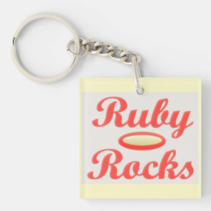 Button Schlüsselanhänger RUBY ROCKS RED AND CREAM