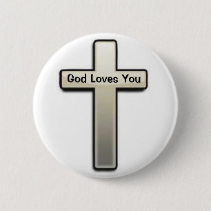 Button Silver Cross God Liebe You