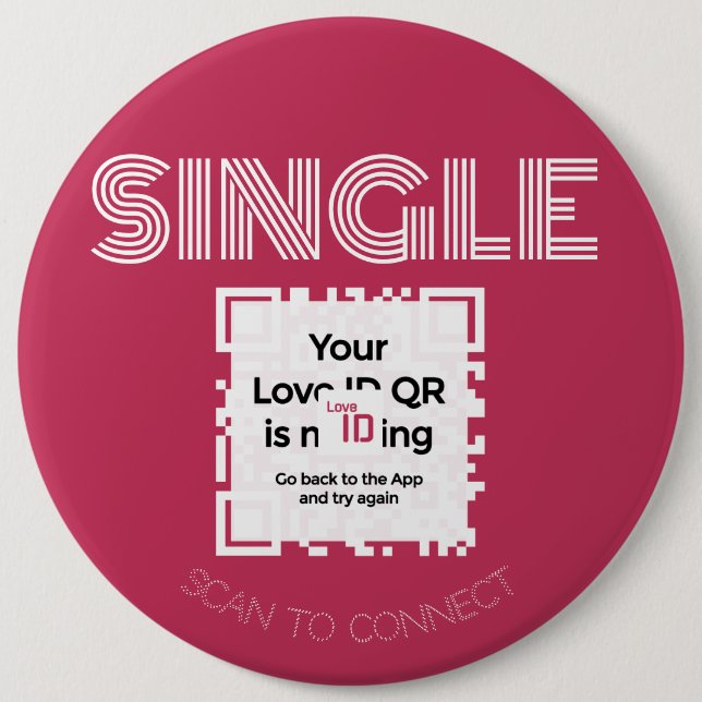 Button - "SINGLE" - RED - QR - GLAM Collection  (Vorderseite)