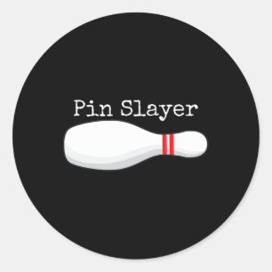 Button Slayer Bowling Funny Graphics Strikes Truke Runder Aufkleber