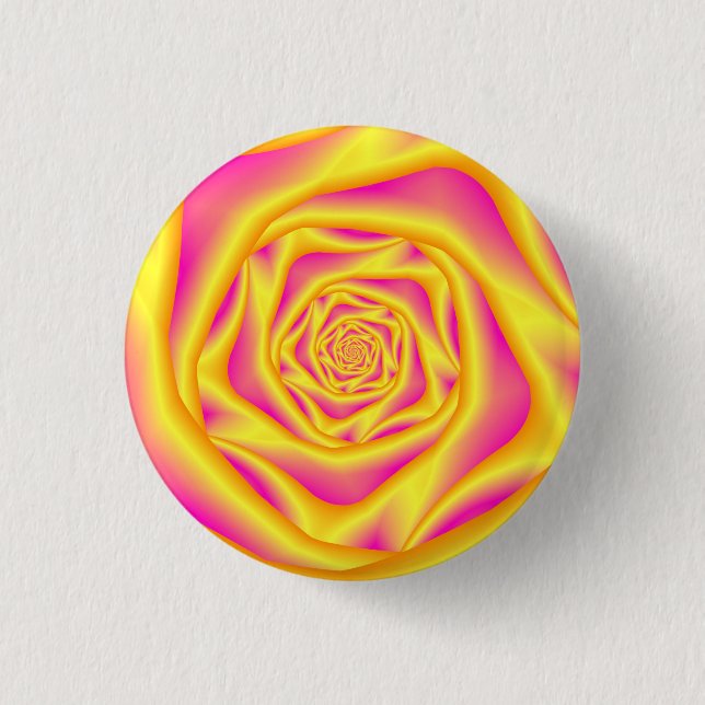 Button Spirale Rose in Gelb und Rosa (Vorderseite)