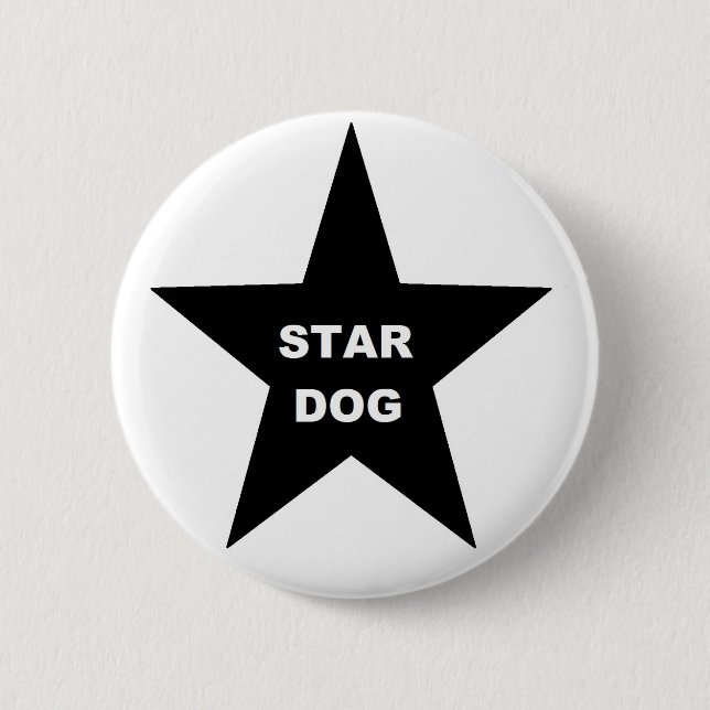 Button-Star-Hund auf Black Star Button (Vorderseite)
