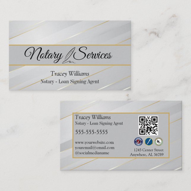 Button Striated Notary Services Visitenkarte (Vorne/Hinten)