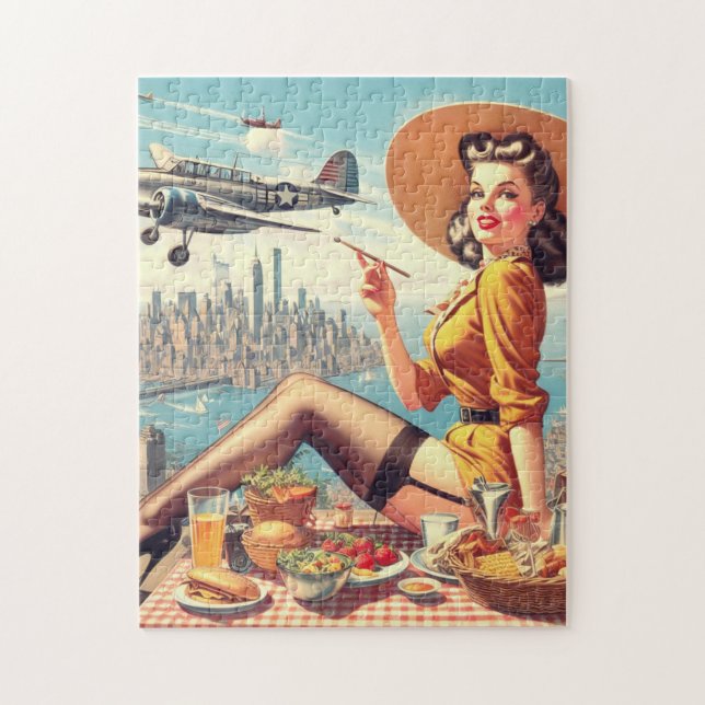 Button-up-Abbildung für Retro-Flugzeuge (Vertikal)