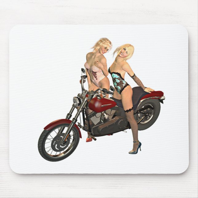 Button-up Bikermädchen Mousepad (Vorne)