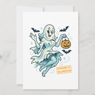 Button-Up Ghost Girl - Spooky Niedlich Halloween Einladung