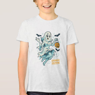 Button-Up Ghost Girl - Spooky Niedlich Halloween Tri-Blend Shirt