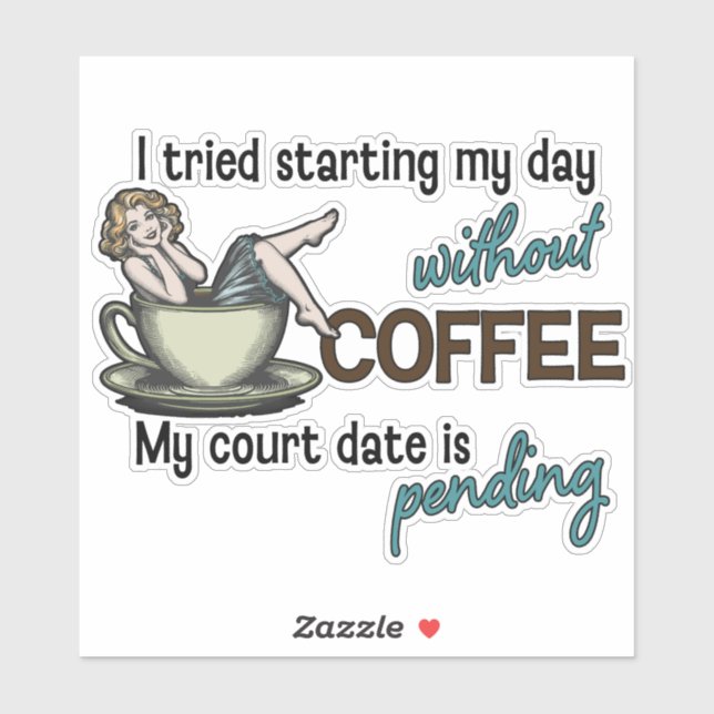 Button-up Girl Coffee Addict Aufkleber (Blatt)