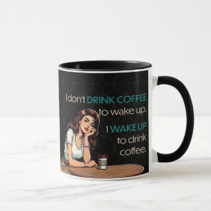 Button-up Girl - Ich Weckte auf, um Kaffee zu trin Tasse