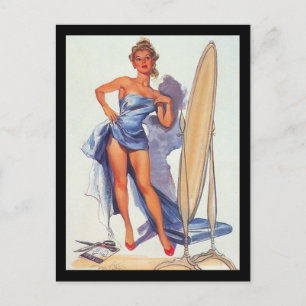 Button-up Girl Postcard der 1950er Jahre Postkarte