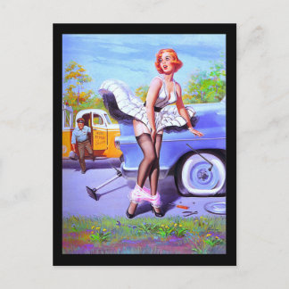 Button-up Girl Postcard der 1950er Jahre Postkarte