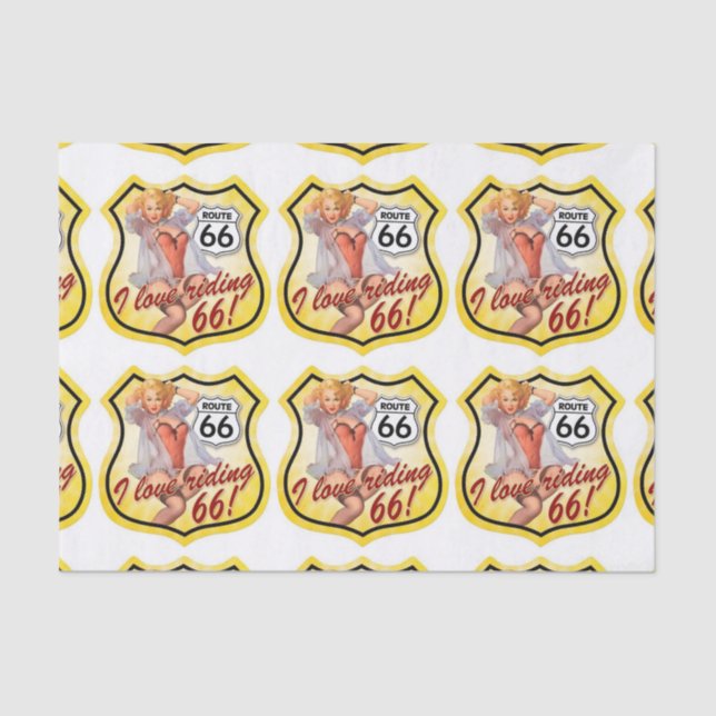 Button-Up-Girl-Route 66 Seidenpapier (Vorderseite)