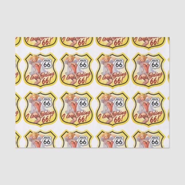 Button-Up-Girl-Route 66 Seidenpapier (Vorderseite)