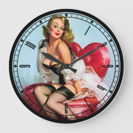 Button-Up-Girl-Wall-Uhr Große Wanduhr