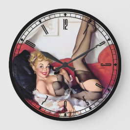 Button-Up-Girl-Wall-Uhr Große Wanduhr
