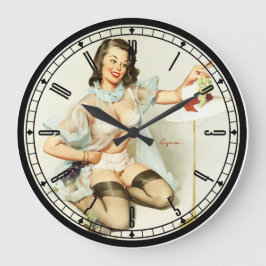 Button-Up-Girl-Wall-Uhr Große Wanduhr