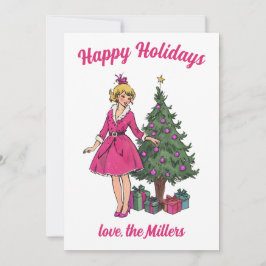 Button Up Girl Weihnachtskarten Einladung