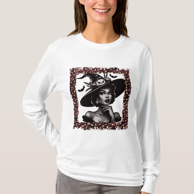 Button-Up Hexe Halloween T-Shirt (Vorderseite)