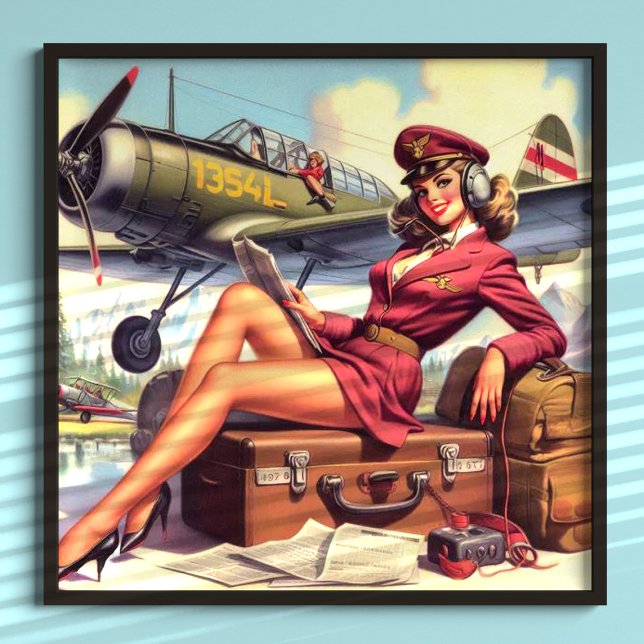 Button-Up-Illustration des Vintagen Flugzeugs Poster (Von Creator hochgeladen)
