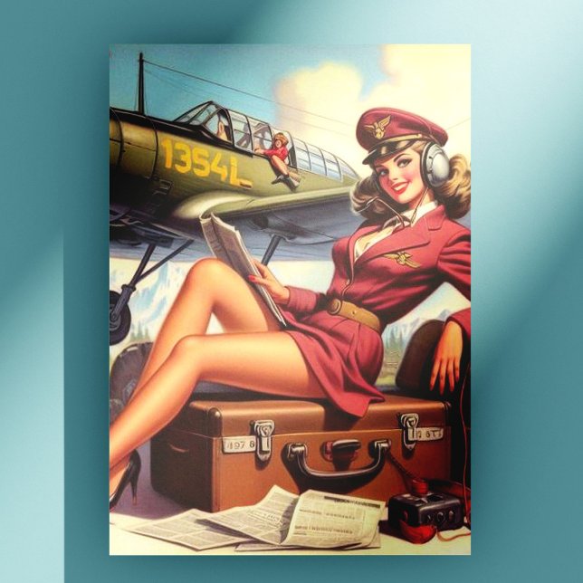 Button-Up-Illustration des Vintagen Flugzeugs Postkarte (Von Creator hochgeladen)