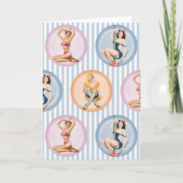 Button Up Ladys - Retro Models Pinups Karte