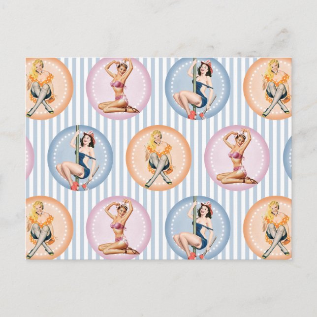 Button Up Ladys - Retro Models Pinups Postkarte (Vorderseite)