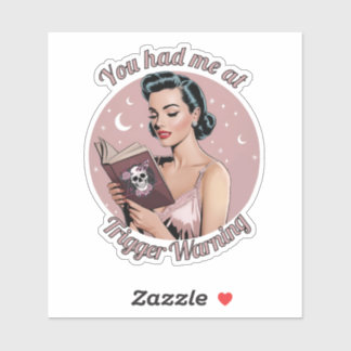 Button-Up-Leser mit Triggerwarnung Aufkleber