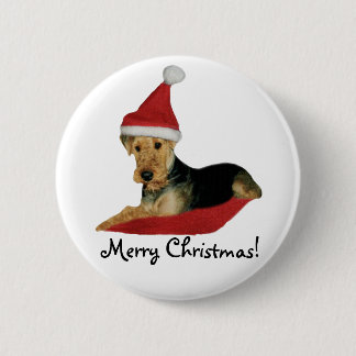 Button Weihnachten "Airedale Terrier"
