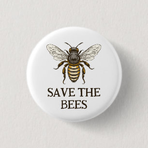 Button zum Schutz der Bienen mit Honigbiene