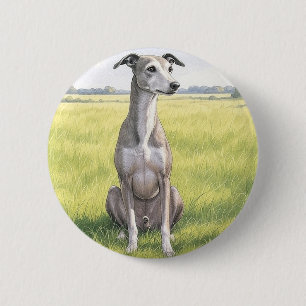 Button zum Sitzen von Greyhound Watercolor Button