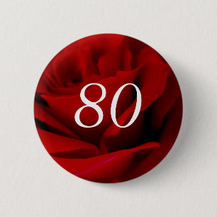 Button zur Rote Rose des 80. Geburtstags auf Knopf