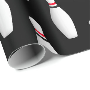 Buttone aus weißem Bowling in Schwarz Geschenkpapier